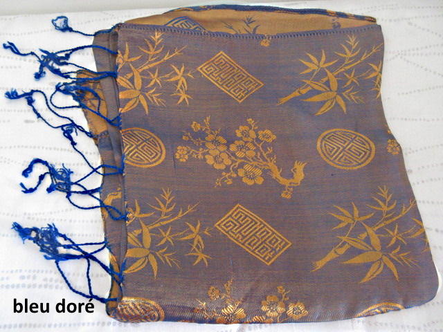 Foulard en soie - bleu dor